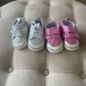 Kids Glitter Sneaker - Silver and Pink